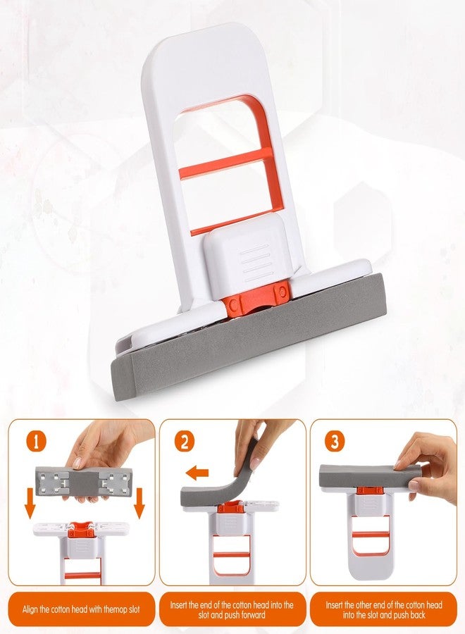 Ferrochef 3 Pcs Mini Foldable Desktop Mop Portable Mini Sponge Mop with 9 Pcs Sponge Head Do Not Wash by Hand with Replaceable Sponges Head Self Squeezing Short Mops for Kitchen Floor, Reusable Mops - Image 5